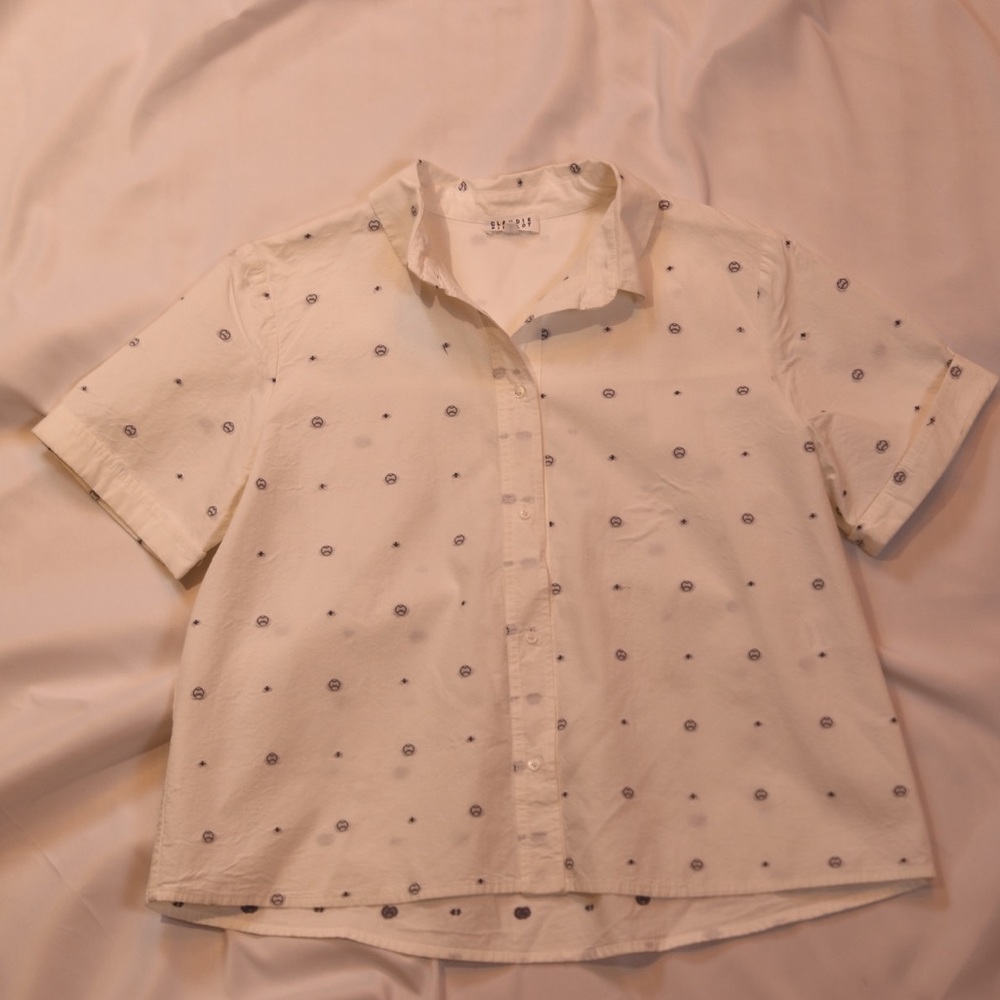 Claudie Pierlot Short Sleeve Button Down white shirt